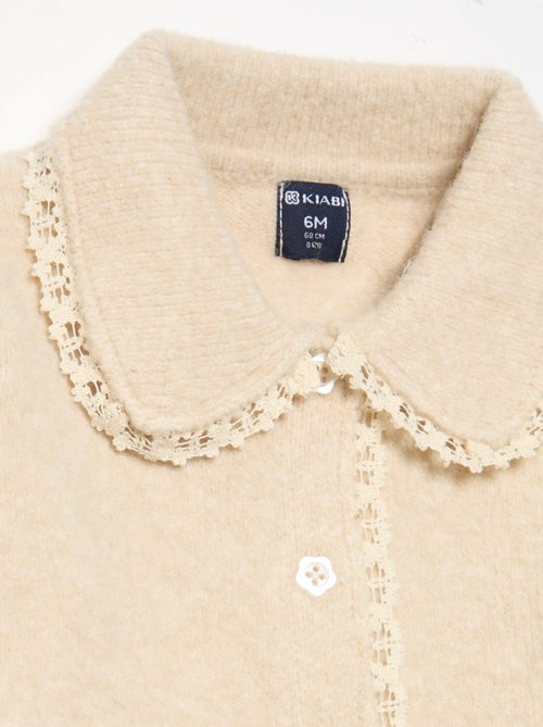 Gilet avec bords en fine dentelle - Kiabi