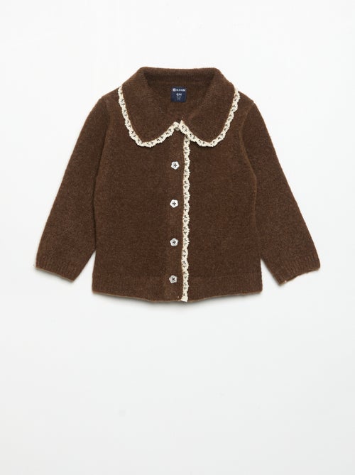 Gilet avec bords en fine dentelle - Kiabi