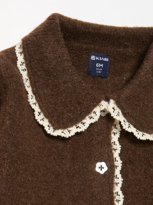 Gilet avec bords en fine dentelle - Kiabi