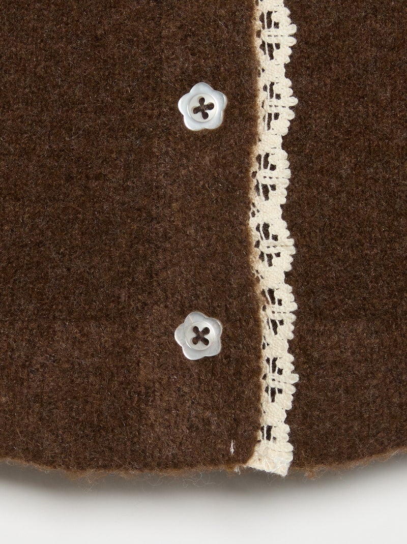 Gilet avec bords en fine dentelle Marron - Kiabi