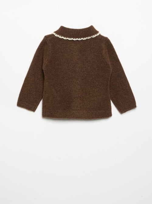 Gilet avec bords en fine dentelle - Kiabi