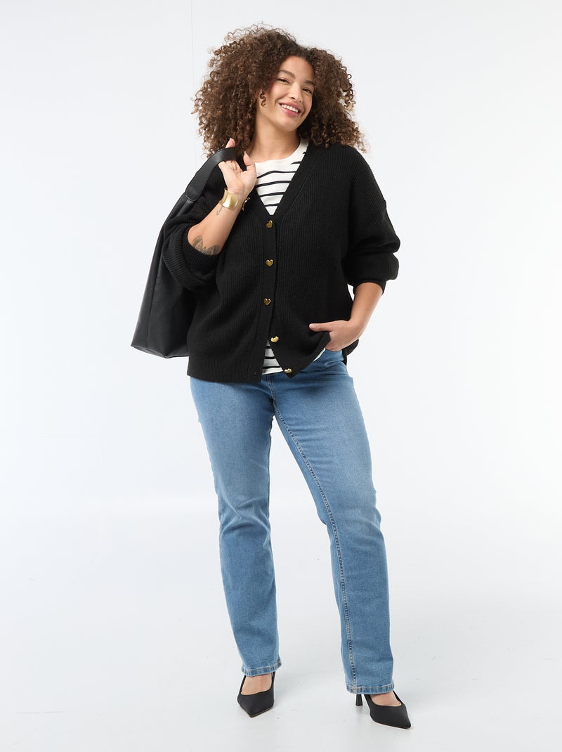 Gilet avec boutonnage en cœur Noir - Kiabi