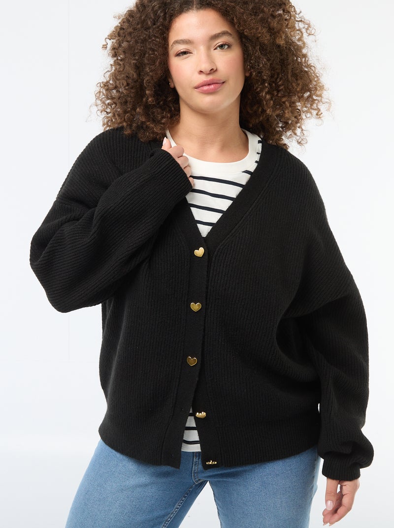 Gilet avec boutonnage en cœur Noir - Kiabi