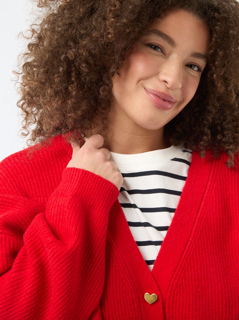 Gilet avec boutonnage en cœur Rouge - Kiabi