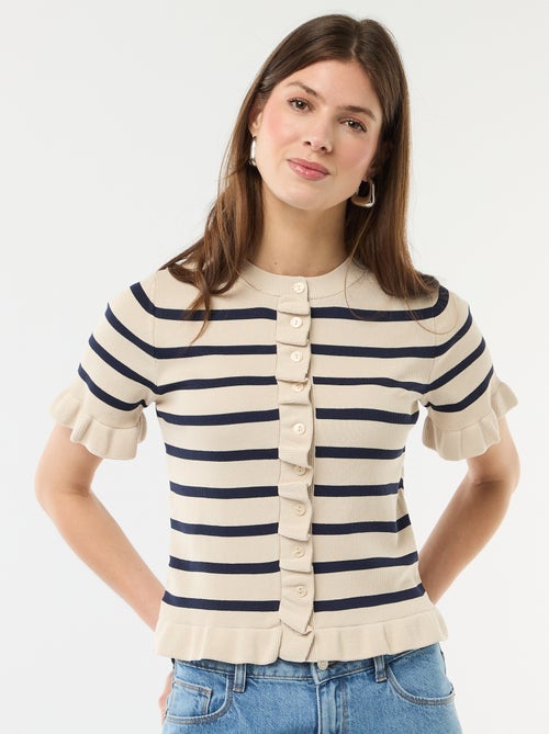 Gilet avec boutonnage et manches volantés - Kiabi