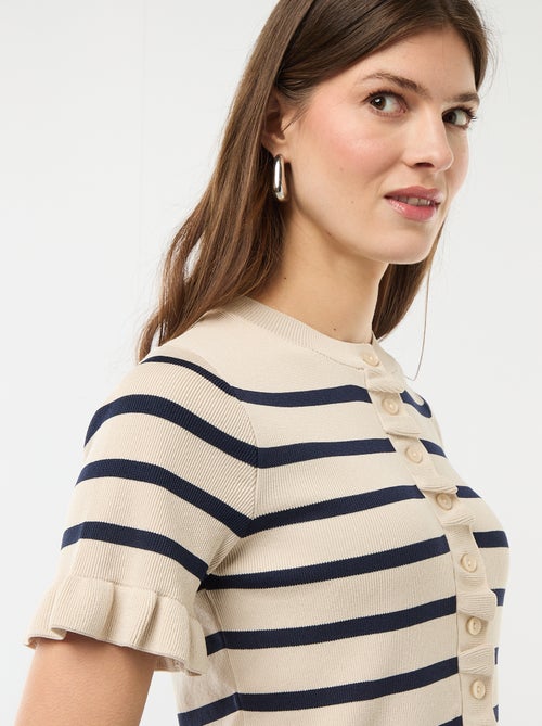 Gilet avec boutonnage et manches volantés - Kiabi