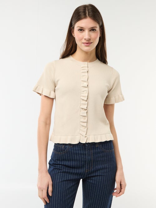 Gilet avec boutonnage et manches volantés - Kiabi