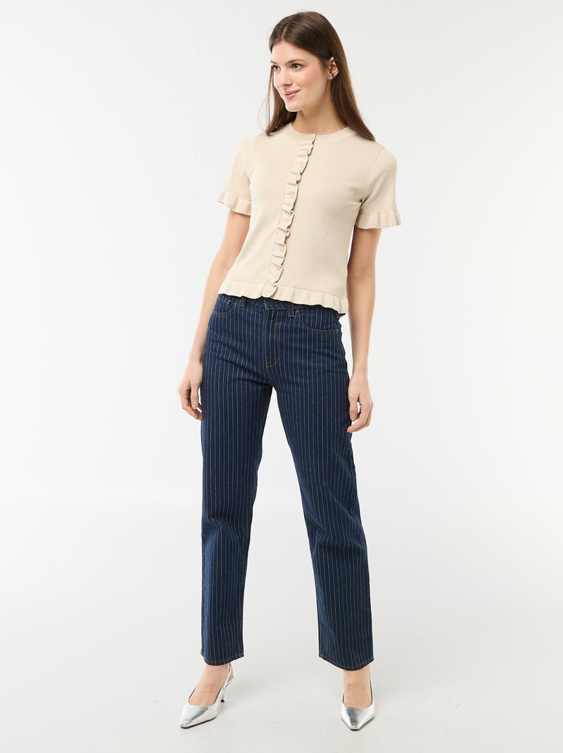 Gilet avec boutonnage et manches volantés Beige - Kiabi