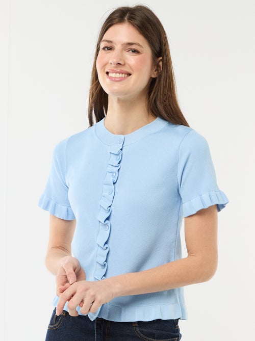 Gilet avec boutonnage et manches volantés - Kiabi