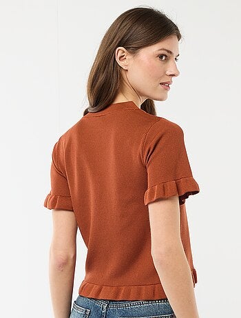 Gilet avec boutonnage et manches volantés