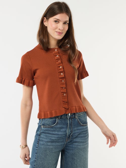 Gilet avec boutonnage et manches volantés - Kiabi