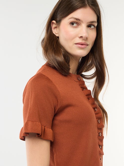 Gilet avec boutonnage et manches volantés - Kiabi