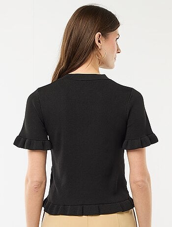 Gilet avec boutonnage et manches volantés