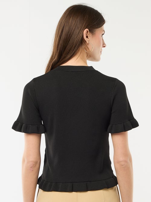 Gilet avec boutonnage et manches volantés - Kiabi