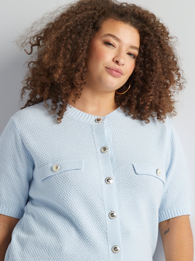 Gilet avec boutons argentés - blanc - Grandes tailles - Femme - 8.00