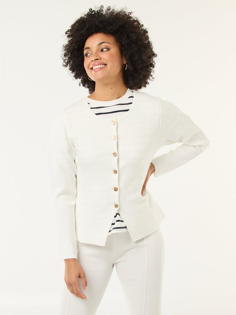 Gilet avec boutons dorés Blanc - Kiabi