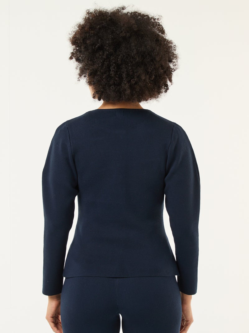 Gilet avec boutons dorés Bleu - Kiabi