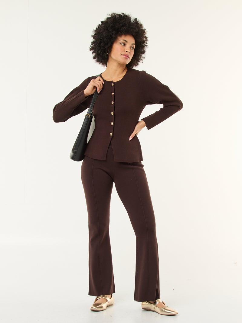 Gilet avec boutons dorés Marron - Kiabi