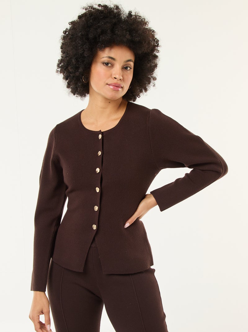 Gilet avec boutons dorés Marron - Kiabi
