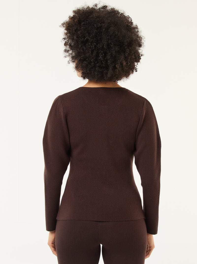 Gilet avec boutons dorés Marron - Kiabi