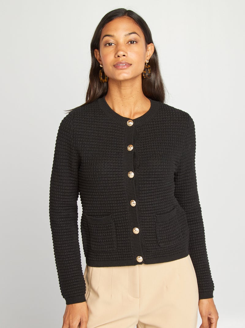 Gilet avec boutons dorés noir - Kiabi