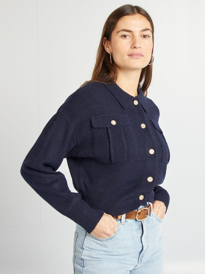 Gilet avec boutons fantaisies Bleu - Kiabi