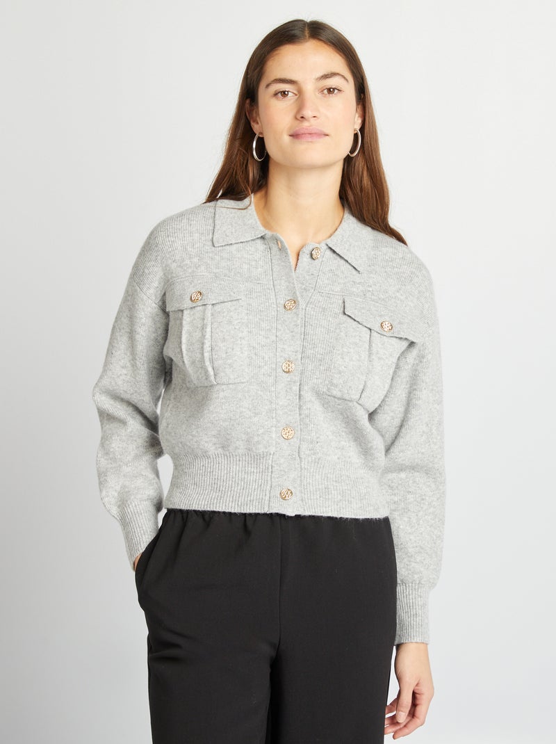 Gilet boutons coeur rose poudrée femme