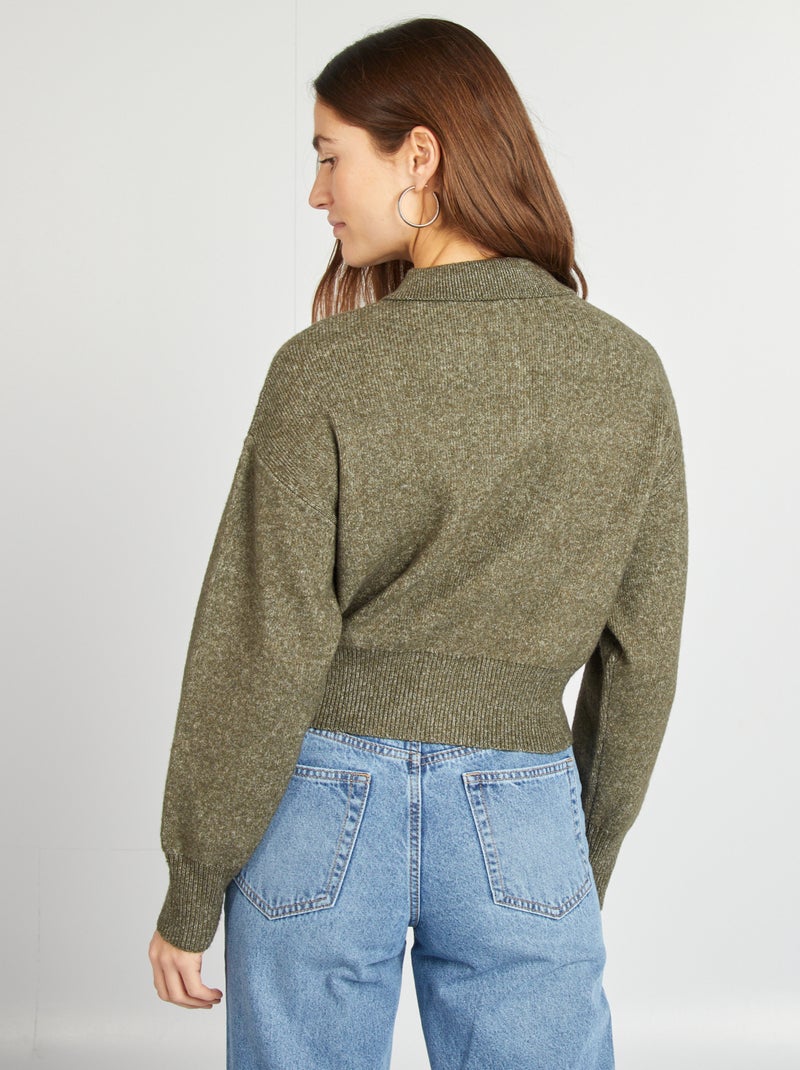 Gilet avec boutons fantaisies Kaki - Kiabi