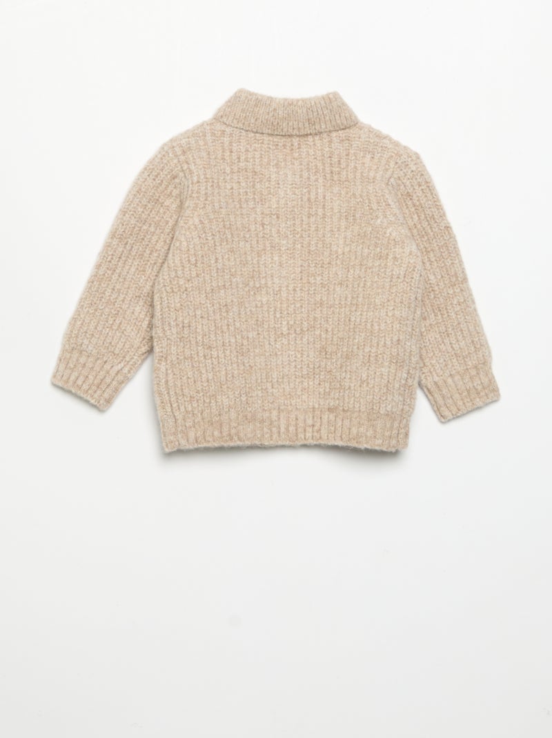 Gilet avec col châle Beige - Kiabi