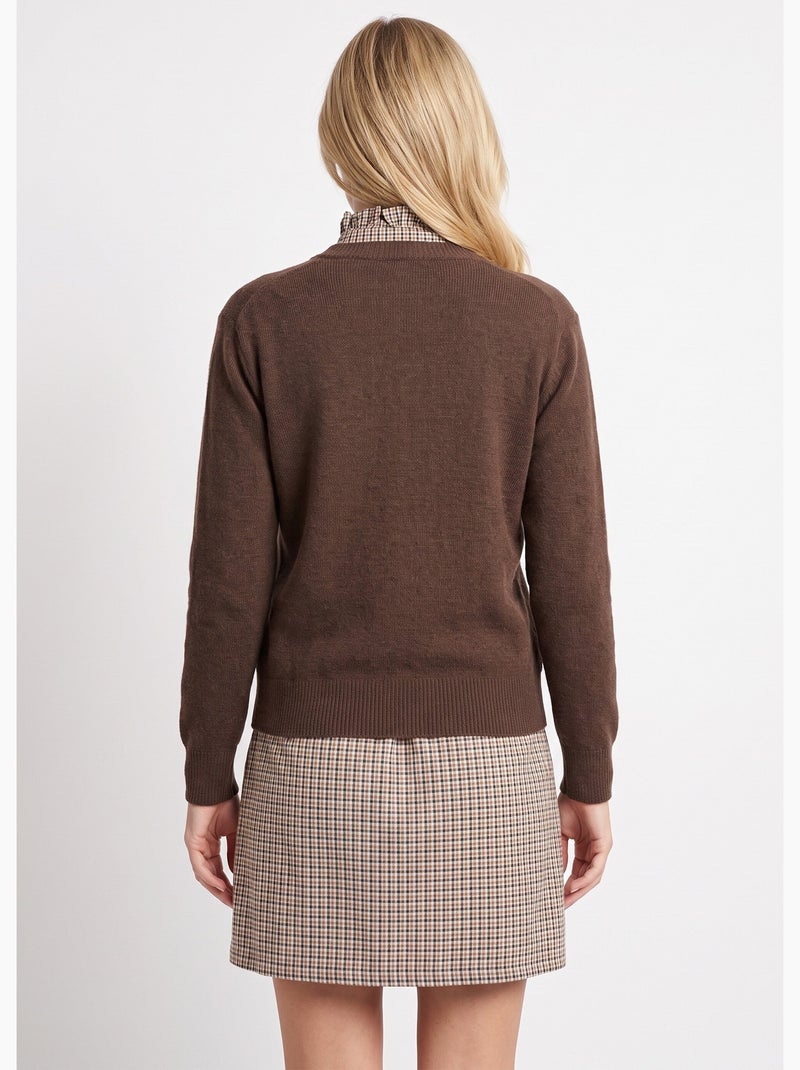 Gilet avec détails n¿ud perles de rocaille - afibel Marron chocolat - Kiabi
