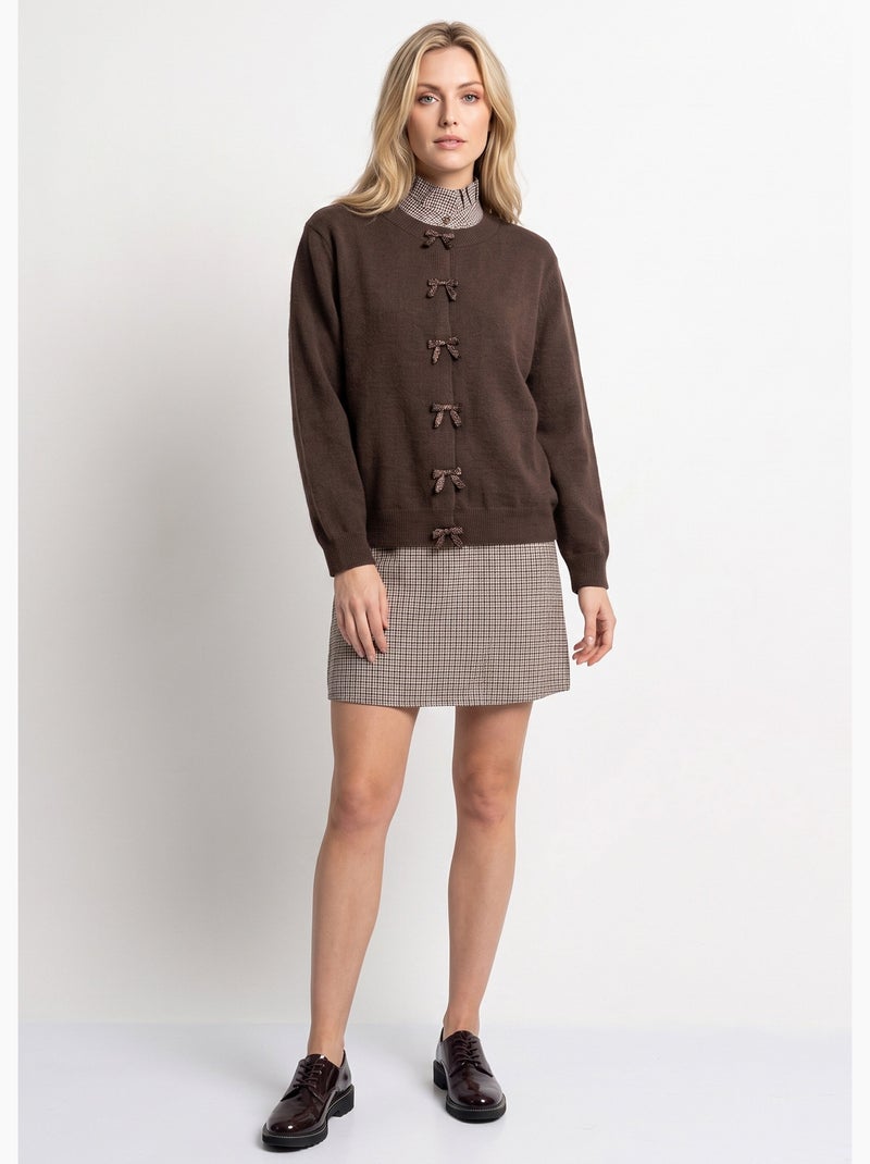 Gilet avec détails n¿ud perles de rocaille - afibel Marron chocolat - Kiabi