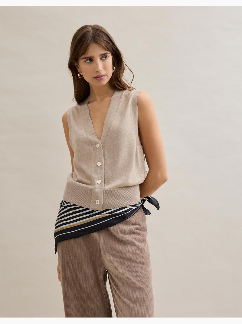 Gilet avec du cachemire, MO Fashion Beige - Kiabi