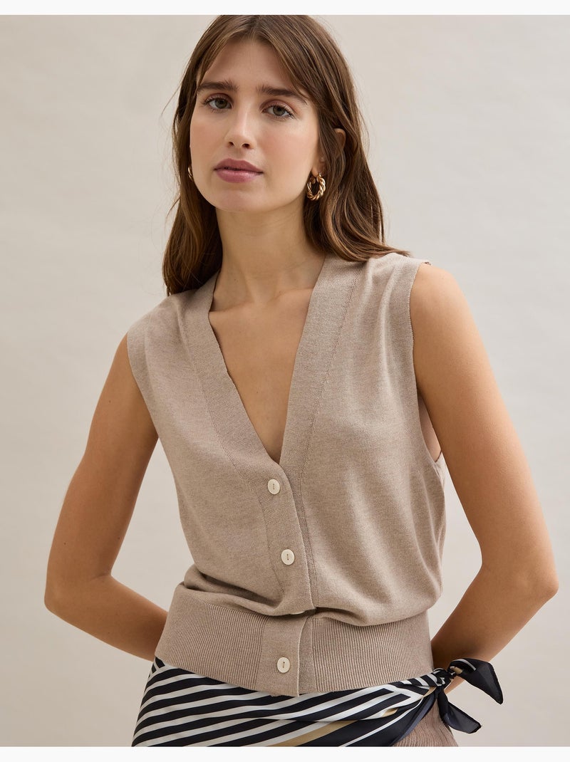 Gilet avec du cachemire, MO Fashion Beige - Kiabi