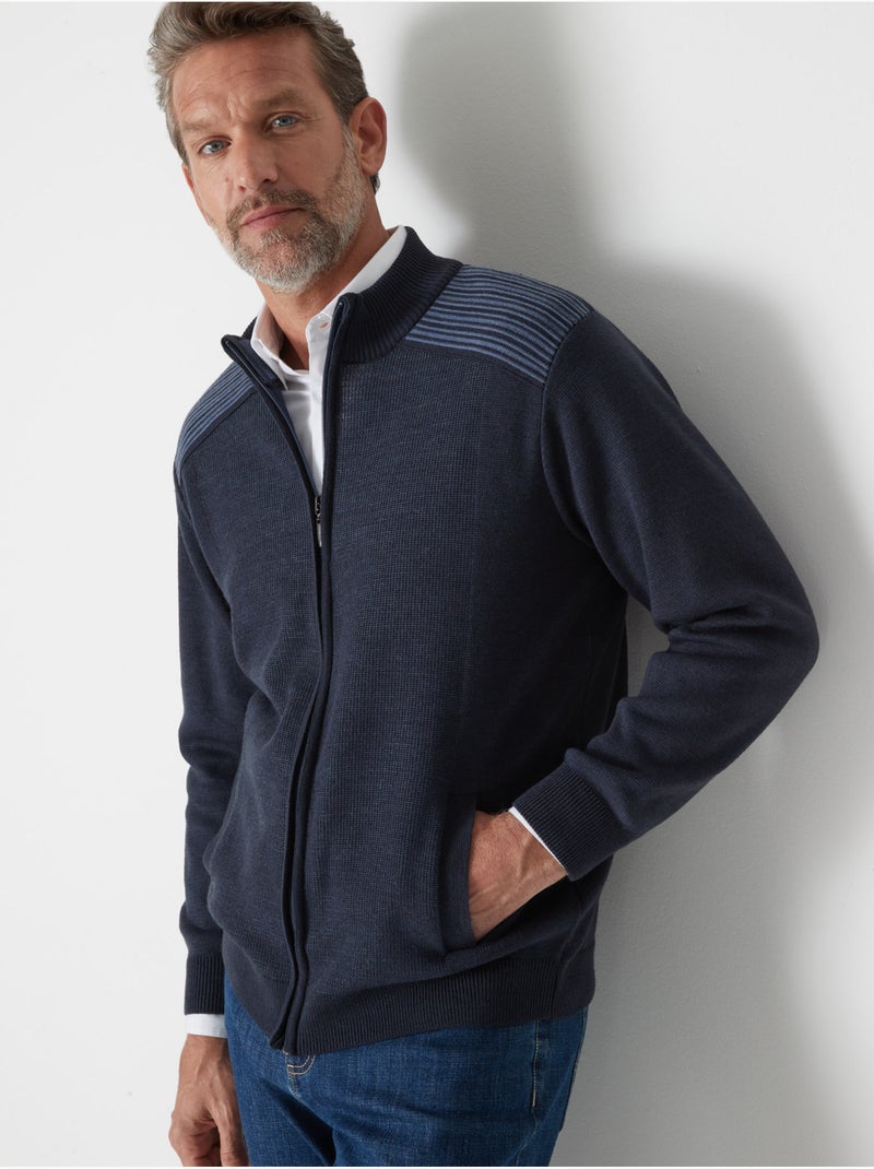 Gilet avec laine zippé - DAXON Bleu marine - Kiabi
