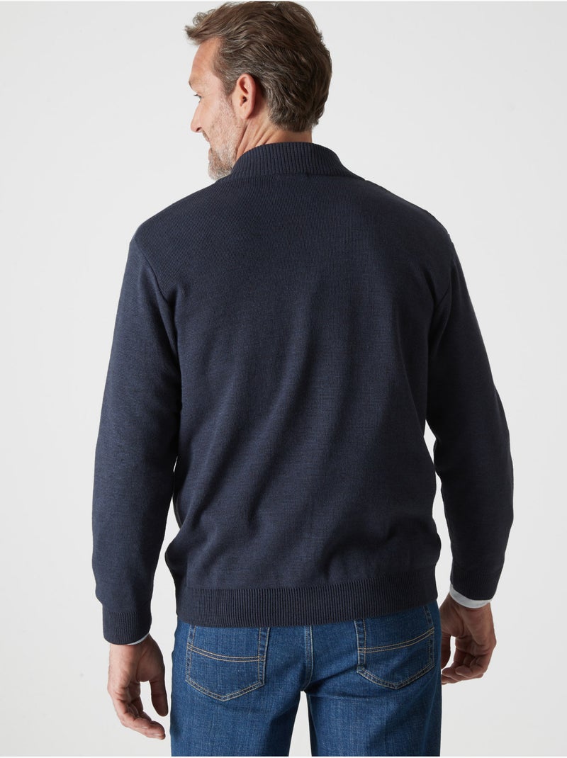 Gilet avec laine zippé - DAXON Bleu marine - Kiabi