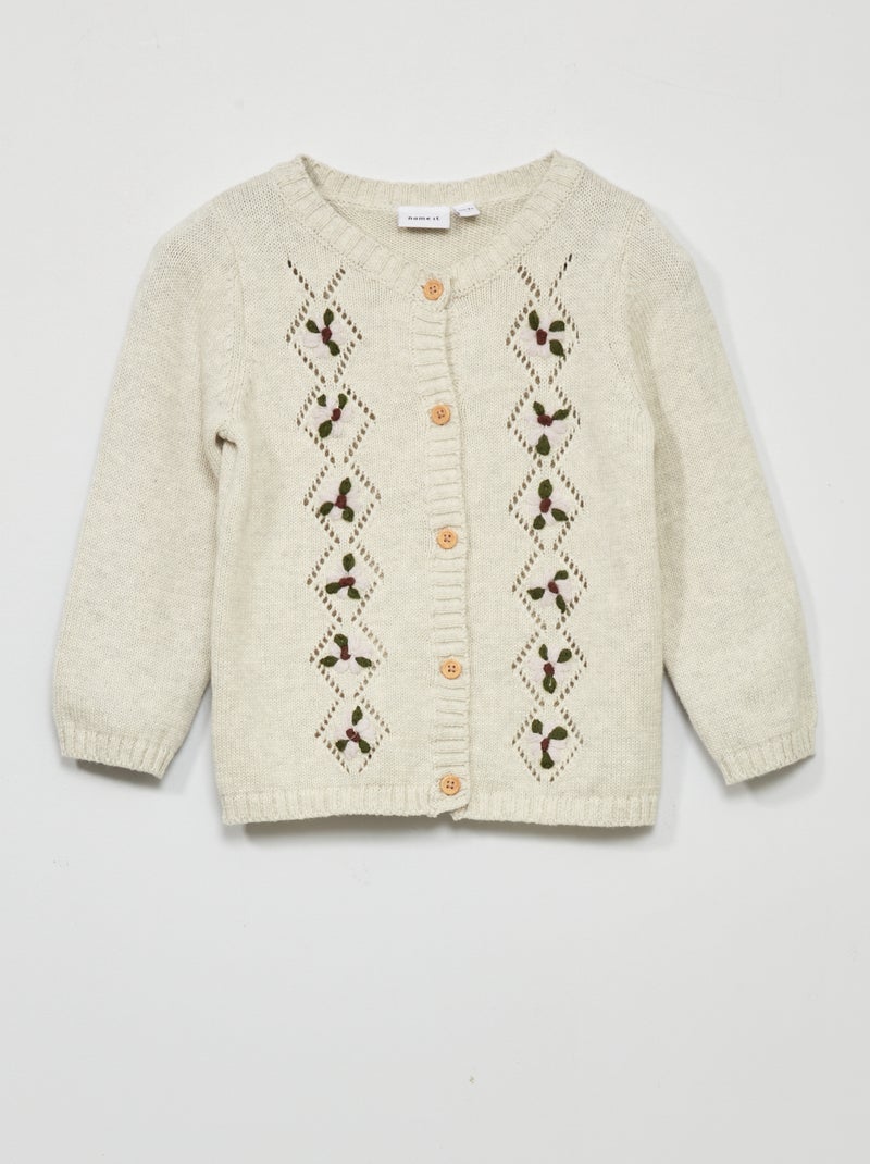 Gilet avec maille ajourée 'Name It' Beige - Kiabi