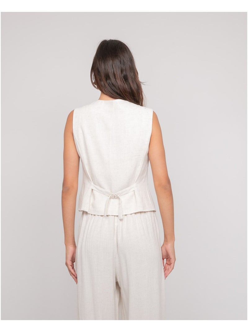 Gilet barman effet lin URSILE Beige - Kiabi