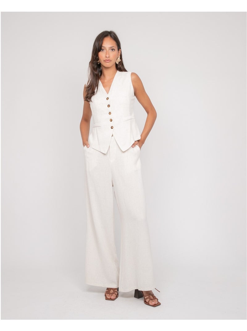 Gilet barman effet lin URSILE Beige - Kiabi