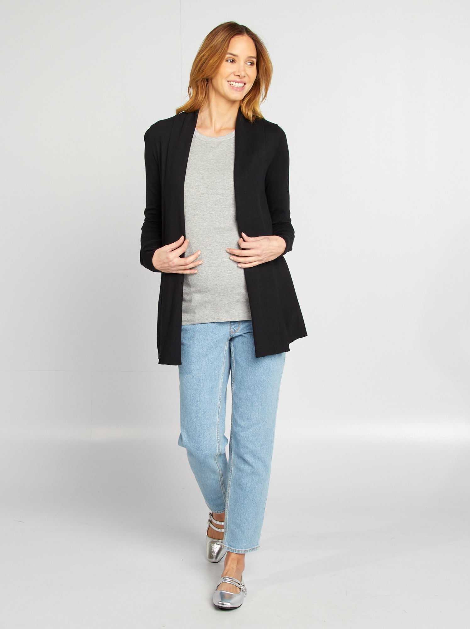 Gilet De Grossesse Noir Calinkalin Taille 38/40 - 100% Acrylique, Manches Longues, Occasion Bon état