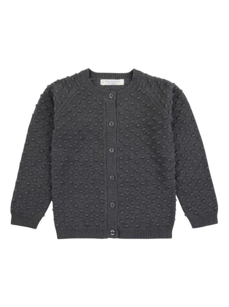 Gilet Bébé en Maille de Coton Bio Gris - Kiabi