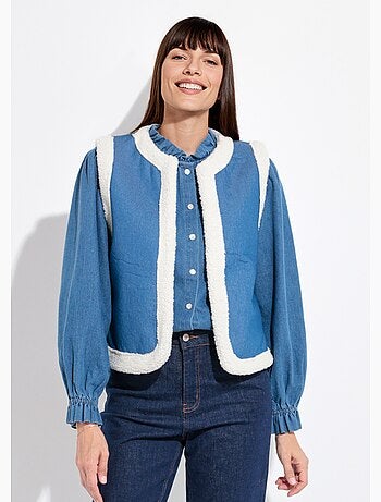 Gilet berger denim façon mouton retourné - afibel