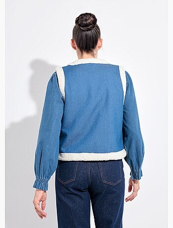 Gilet berger denim façon mouton retourné - afibel