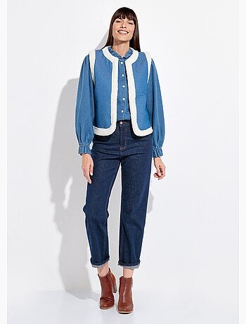 Gilet berger denim façon mouton retourné - afibel