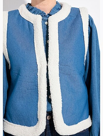 Gilet berger denim façon mouton retourné - afibel