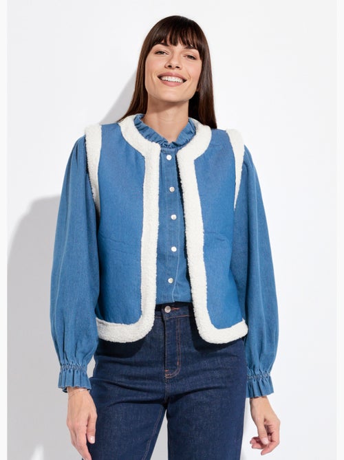 Gilet berger denim façon mouton retourné - afibel - Kiabi Gilet berger denim façon mouton retourné - afibel - Kiabi