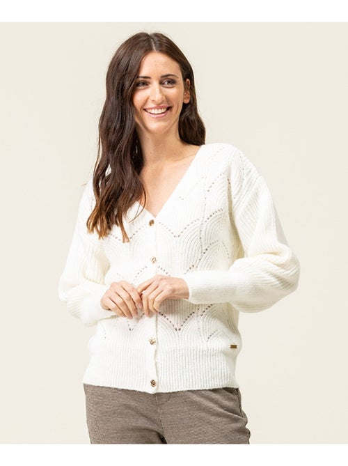 Gilet blanc cassé Femme boutons dorés - Terre de Marins - Kiabi