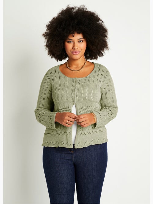 Gilet boléro court boutonné ajouré - Afibel - Kiabi