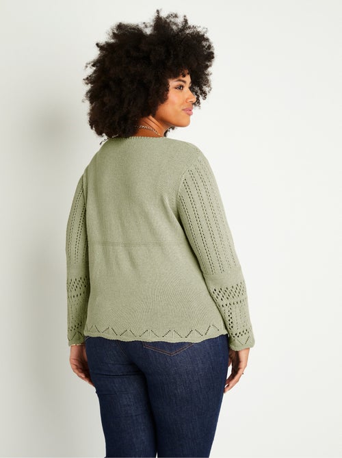 Gilet boléro court boutonné ajouré - Afibel - Kiabi