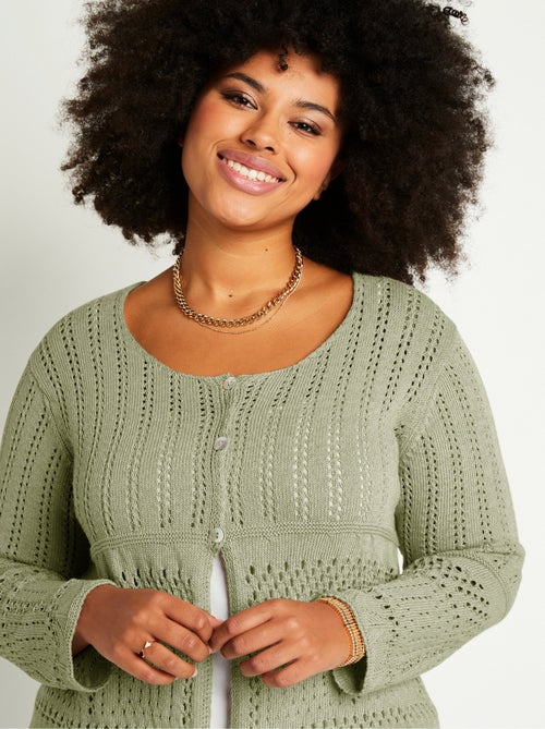 Gilet boléro court boutonné ajouré - Afibel - Kiabi