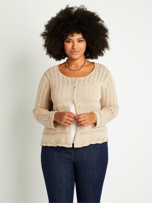 Gilet boléro court boutonné ajouré - Kiabi